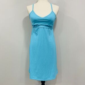 ATHLETA S Shorebreak Swim Dress Tide Blue Beach Vacay Coastal Stretch Shelf Bra